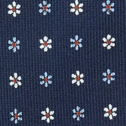 E.Marinella CRAVATTE|Cravatte 9 Pieghe|CRAVATTA SARTORIALE 9 PIEGHE IN SETA BLU SCURO Microfantasia fiore