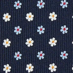 E.Marinella CRAVATTE|Cravatte 7 Pieghe|CRAVATTA SARTORIALE 7 PIEGHE IN SETA BLU SCURO Microfantasia fiore