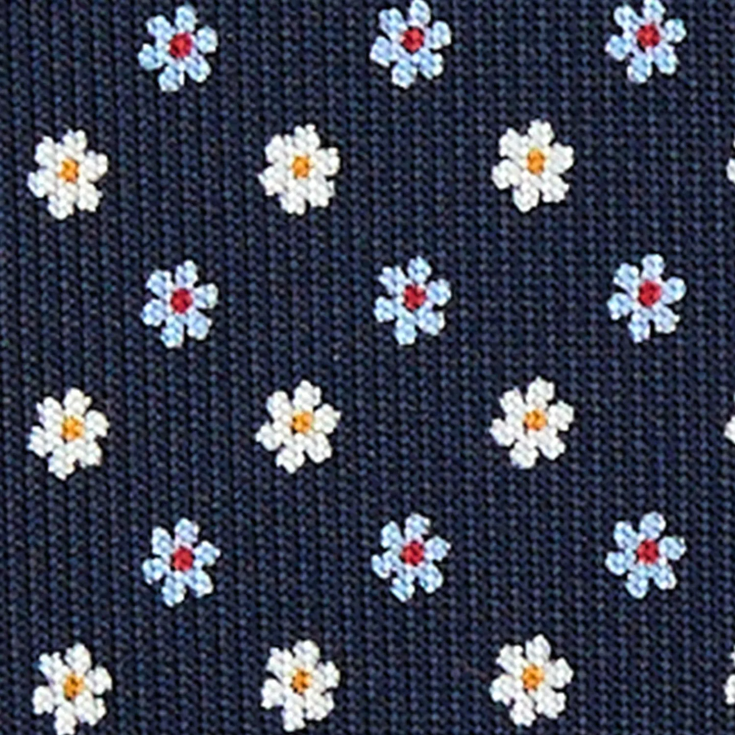 E.Marinella CRAVATTE|Cravatte 7 Pieghe|CRAVATTA SARTORIALE 7 PIEGHE IN SETA BLU SCURO Microfantasia fiore