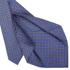 E.Marinella CRAVATTE|Cravatte 5 Pieghe|CRAVATTA SARTORIALE 5 PIEGHE IN SETA AZZURRO POLVERE Microfantasia fiore