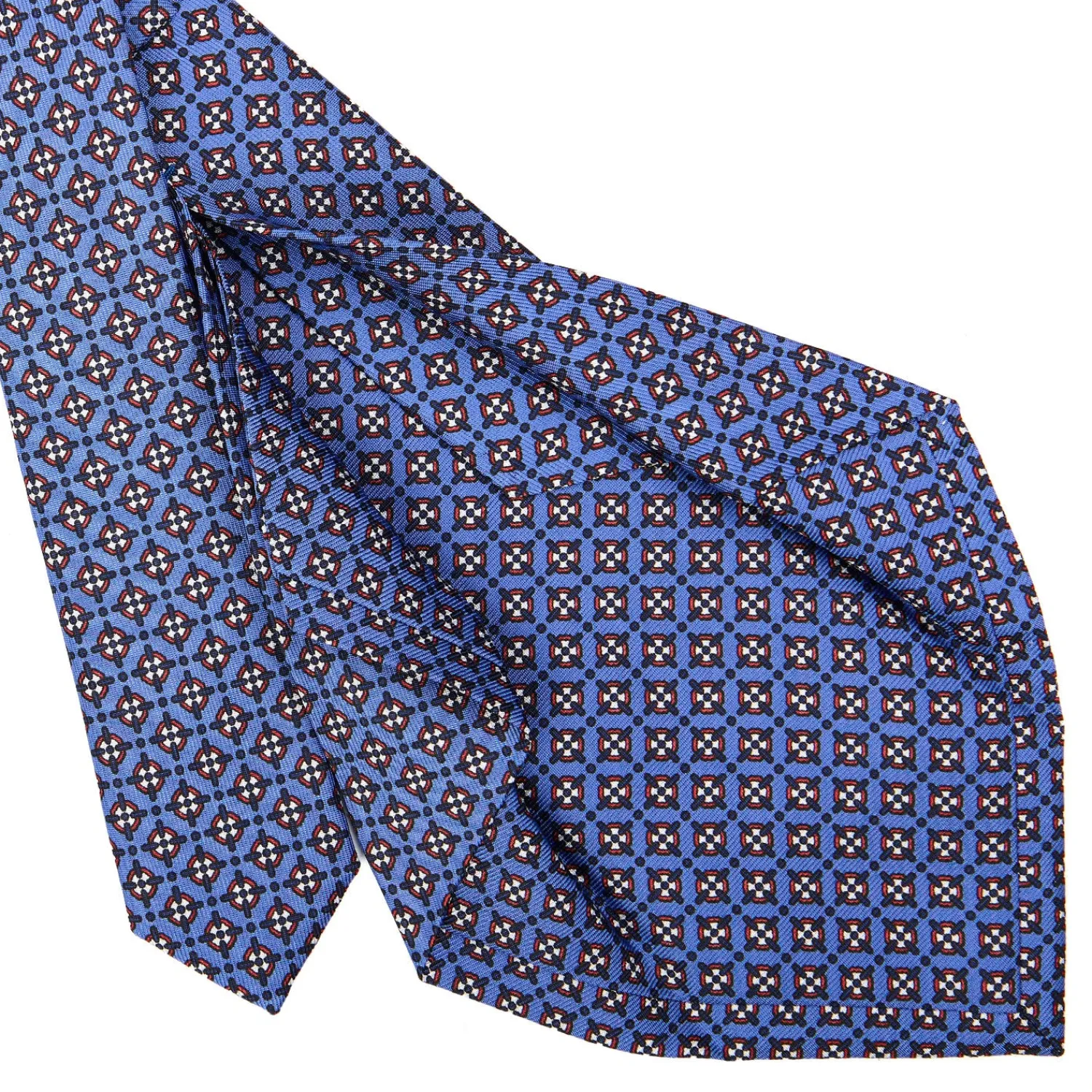 E.Marinella CRAVATTE|Cravatte 5 Pieghe|CRAVATTA SARTORIALE 5 PIEGHE IN SETA AZZURRO POLVERE Microfantasia fiore