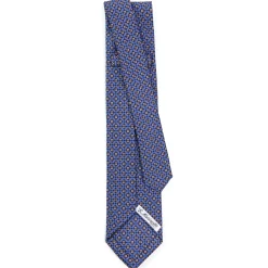 E.Marinella CRAVATTE|Cravatte 5 Pieghe|CRAVATTA SARTORIALE 5 PIEGHE IN SETA AZZURRO POLVERE Microfantasia fiore