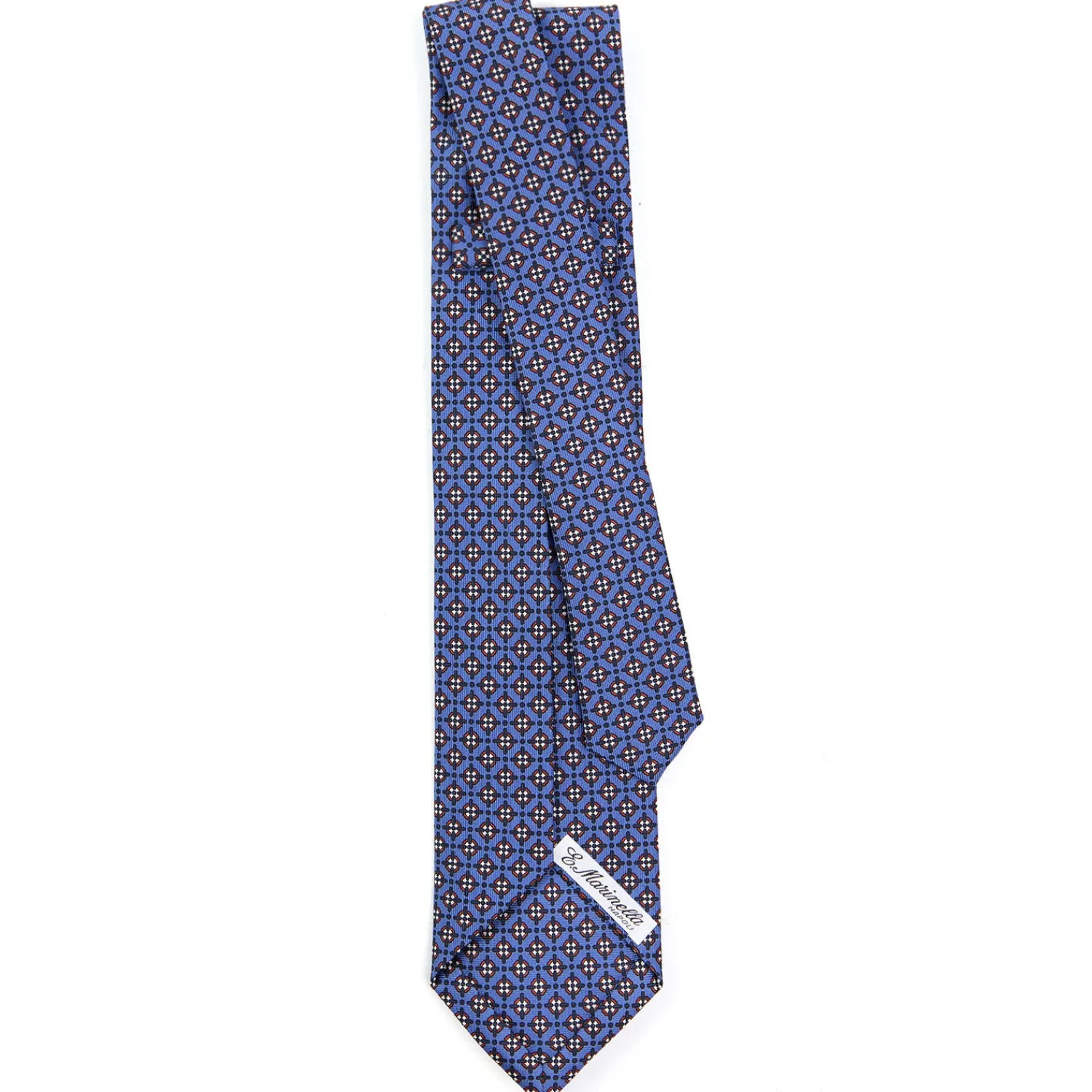 E.Marinella CRAVATTE|Cravatte 5 Pieghe|CRAVATTA SARTORIALE 5 PIEGHE IN SETA AZZURRO POLVERE Microfantasia fiore