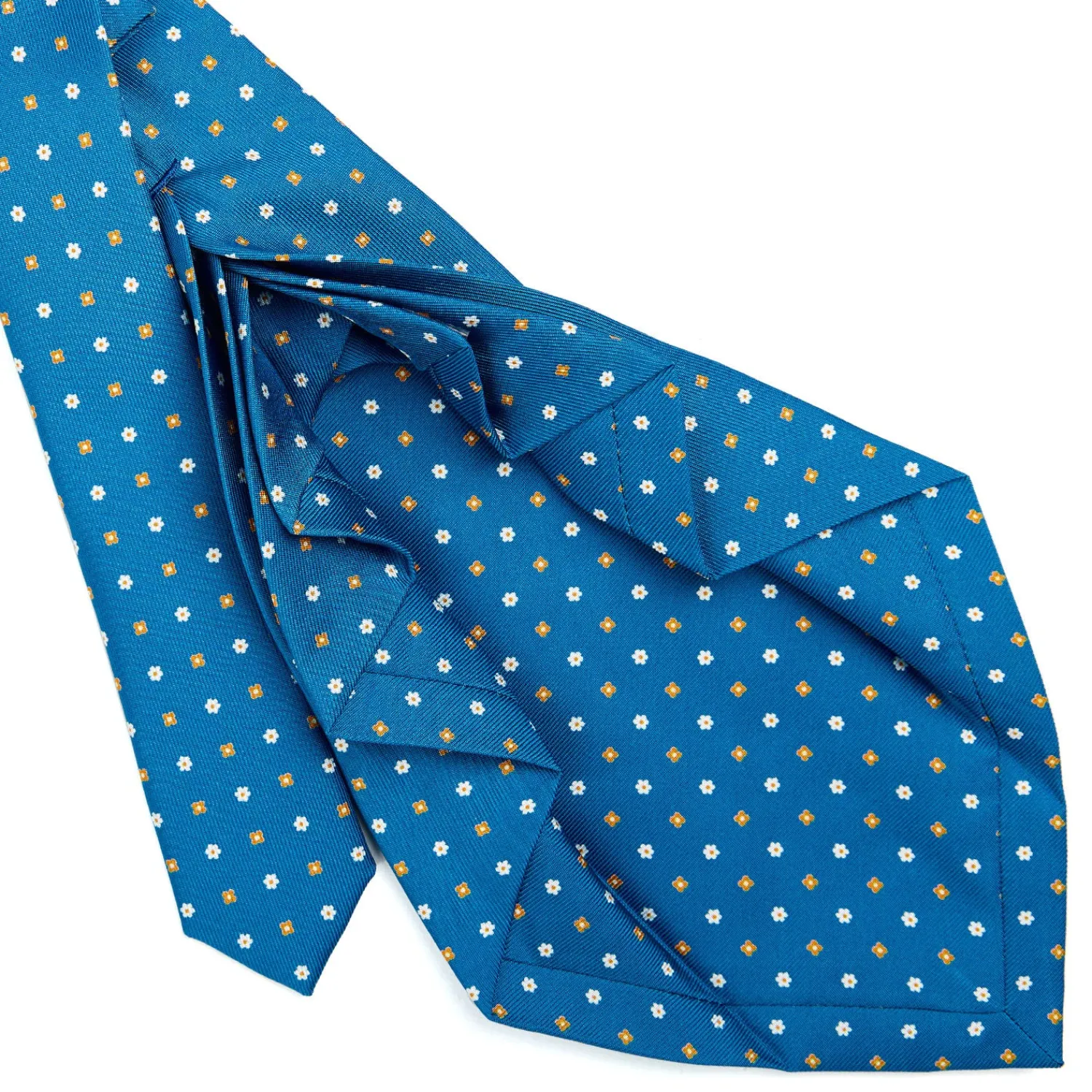 E.Marinella CRAVATTE|Cravatte 9 Pieghe|CRAVATTA SARTORIALE 9 PIEGHE IN SETA BLU MEDIO Microfantasia fiore