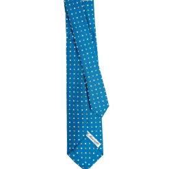 E.Marinella CRAVATTE|Cravatte 9 Pieghe|CRAVATTA SARTORIALE 9 PIEGHE IN SETA BLU MEDIO Microfantasia fiore