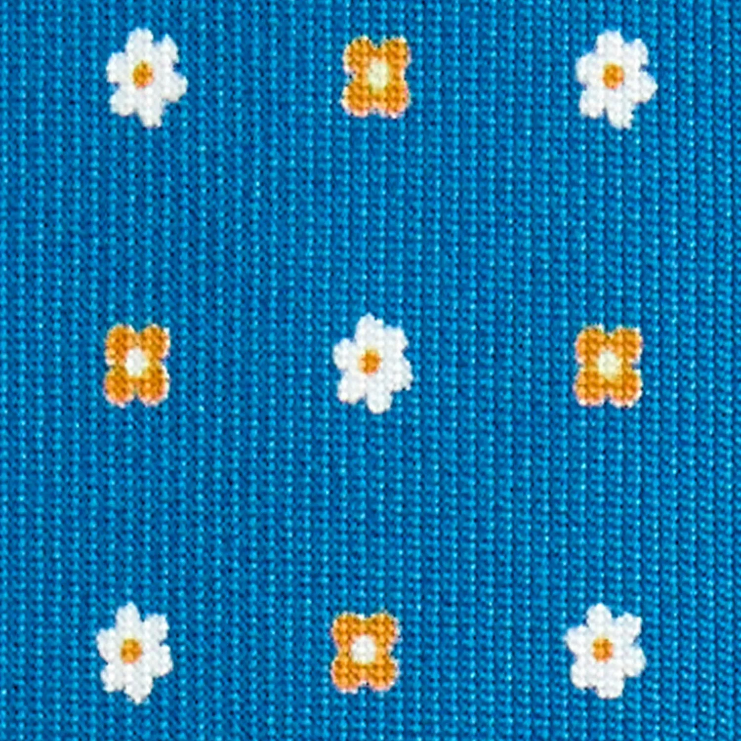 E.Marinella CRAVATTE|Cravatte 9 Pieghe|CRAVATTA SARTORIALE 9 PIEGHE IN SETA BLU MEDIO Microfantasia fiore
