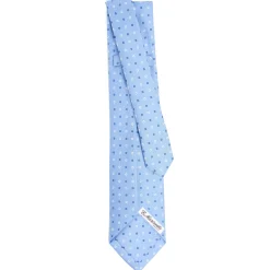 E.Marinella CRAVATTE|Cravatte 9 Pieghe|CRAVATTA SARTORIALE 9 PIEGHE IN SETA AZZURRA Microfantasia fiore