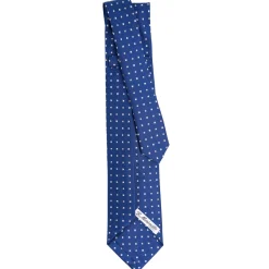 E.Marinella CRAVATTE|Cravatte 9 Pieghe|CRAVATTA SARTORIALE 9 PIEGHE IN SETA BLU Microfantasia fiore
