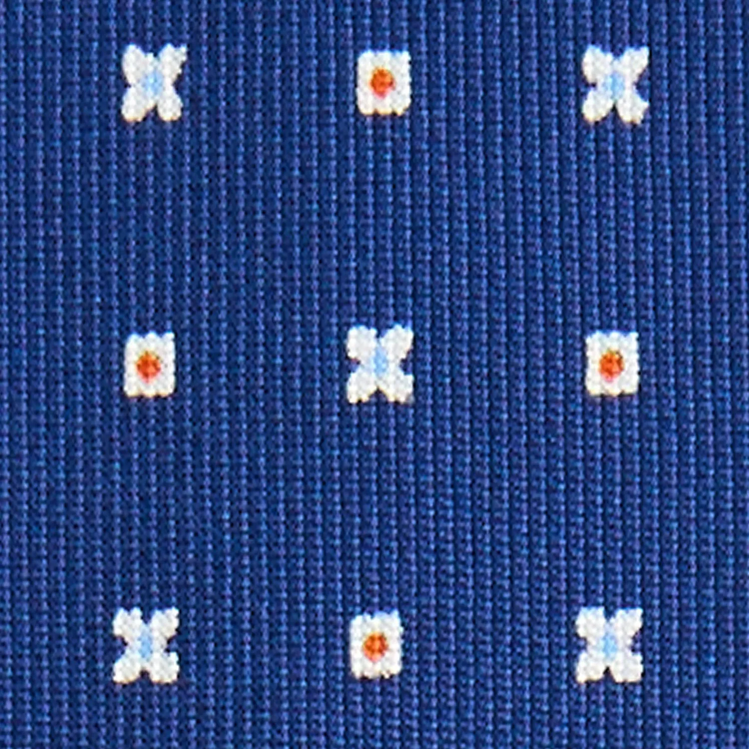 E.Marinella CRAVATTE|Cravatte 9 Pieghe|CRAVATTA SARTORIALE 9 PIEGHE IN SETA BLU Microfantasia fiore