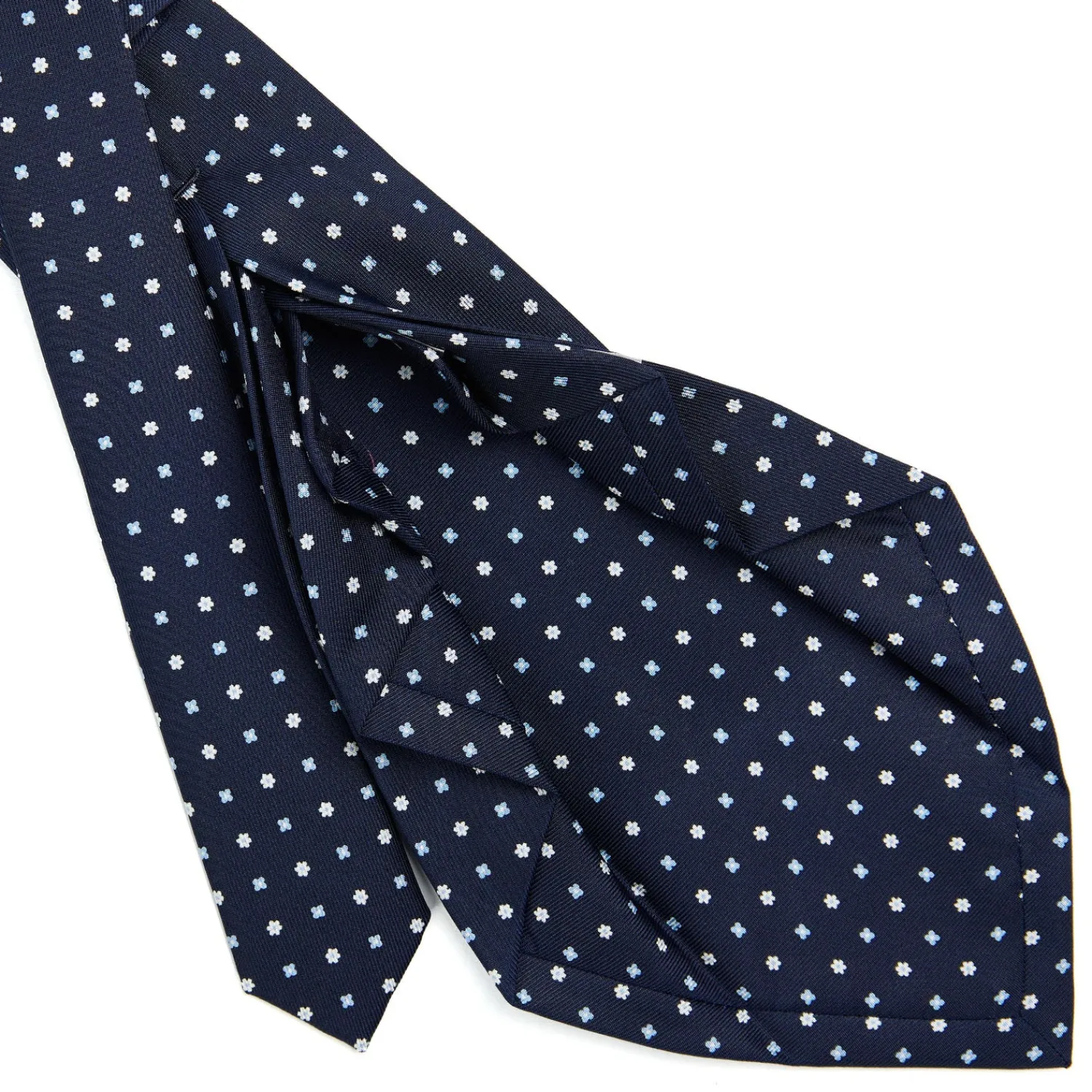 E.Marinella CRAVATTE|Cravatte 9 Pieghe|CRAVATTA SARTORIALE 9 PIEGHE IN SETA BLU SCURO Microfantasia fiore