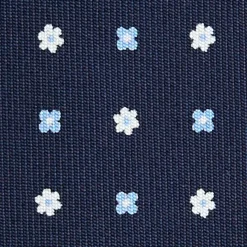 E.Marinella CRAVATTE|Cravatte 9 Pieghe|CRAVATTA SARTORIALE 9 PIEGHE IN SETA BLU SCURO Microfantasia fiore