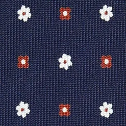 E.Marinella CRAVATTE|Cravatte 9 Pieghe|CRAVATTA SARTORIALE 9 PIEGHE IN SETA BLU SCURO Microfantasia fiore