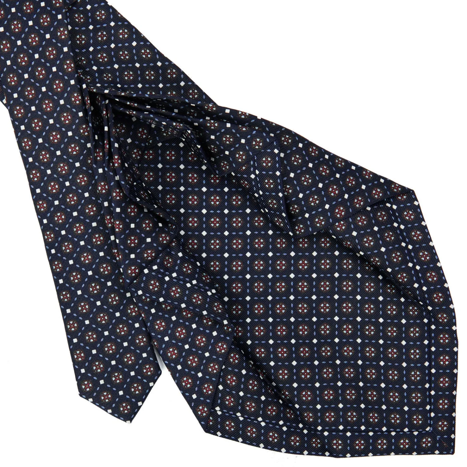 E.Marinella CRAVATTE|Cravatte 9 Pieghe|CRAVATTA SARTORIALE 9 PIEGHE IN SETA BLU SCURO Microfantasia fiore