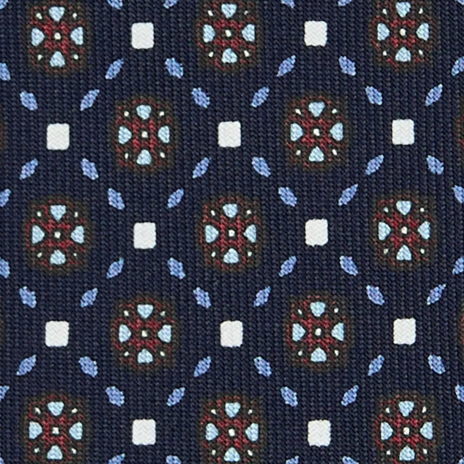E.Marinella CRAVATTE|Cravatte 9 Pieghe|CRAVATTA SARTORIALE 9 PIEGHE IN SETA BLU SCURO Microfantasia fiore