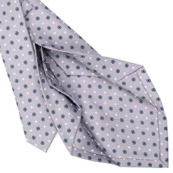E.Marinella CRAVATTE|Cravatte 5 Pieghe|CRAVATTA SARTORIALE 5 PIEGHE IN SETA GRIGIO CHIARO Microfantasia fiore