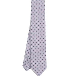 E.Marinella CRAVATTE|Cravatte 5 Pieghe|CRAVATTA SARTORIALE 5 PIEGHE IN SETA GRIGIO CHIARO Microfantasia fiore