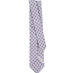 E.Marinella CRAVATTE|Cravatte 5 Pieghe|CRAVATTA SARTORIALE 5 PIEGHE IN SETA GRIGIO CHIARO Microfantasia fiore
