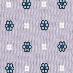 E.Marinella CRAVATTE|Cravatte 5 Pieghe|CRAVATTA SARTORIALE 5 PIEGHE IN SETA GRIGIO CHIARO Microfantasia fiore