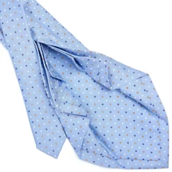 E.Marinella CRAVATTE|Cravatte 9 Pieghe|CRAVATTA SARTORIALE 9 PIEGHE IN SETA AZZURRA Microfantasia fiore