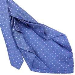 E.Marinella CRAVATTE|Cravatte 9 Pieghe|CRAVATTA SARTORIALE 9 PIEGHE IN SETA AZZURRO POLVERE Microfantasia fiore