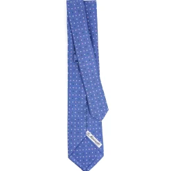 E.Marinella CRAVATTE|Cravatte 9 Pieghe|CRAVATTA SARTORIALE 9 PIEGHE IN SETA AZZURRO POLVERE Microfantasia fiore