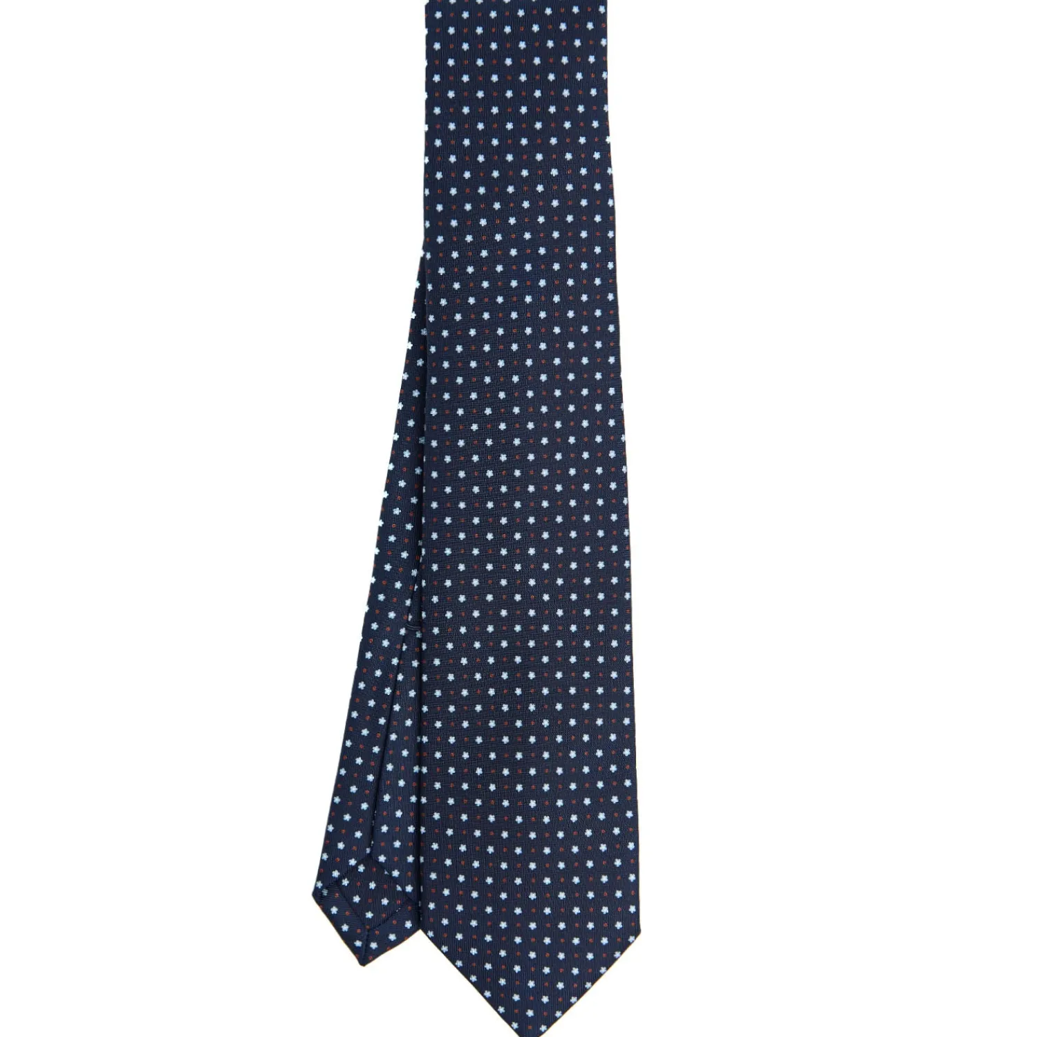 E.Marinella CRAVATTE|Cravatte 9 Pieghe|CRAVATTA SARTORIALE 9 PIEGHE IN SETA BLU SCURO Microfantasia fiore