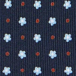 E.Marinella CRAVATTE|Cravatte 9 Pieghe|CRAVATTA SARTORIALE 9 PIEGHE IN SETA BLU SCURO Microfantasia fiore