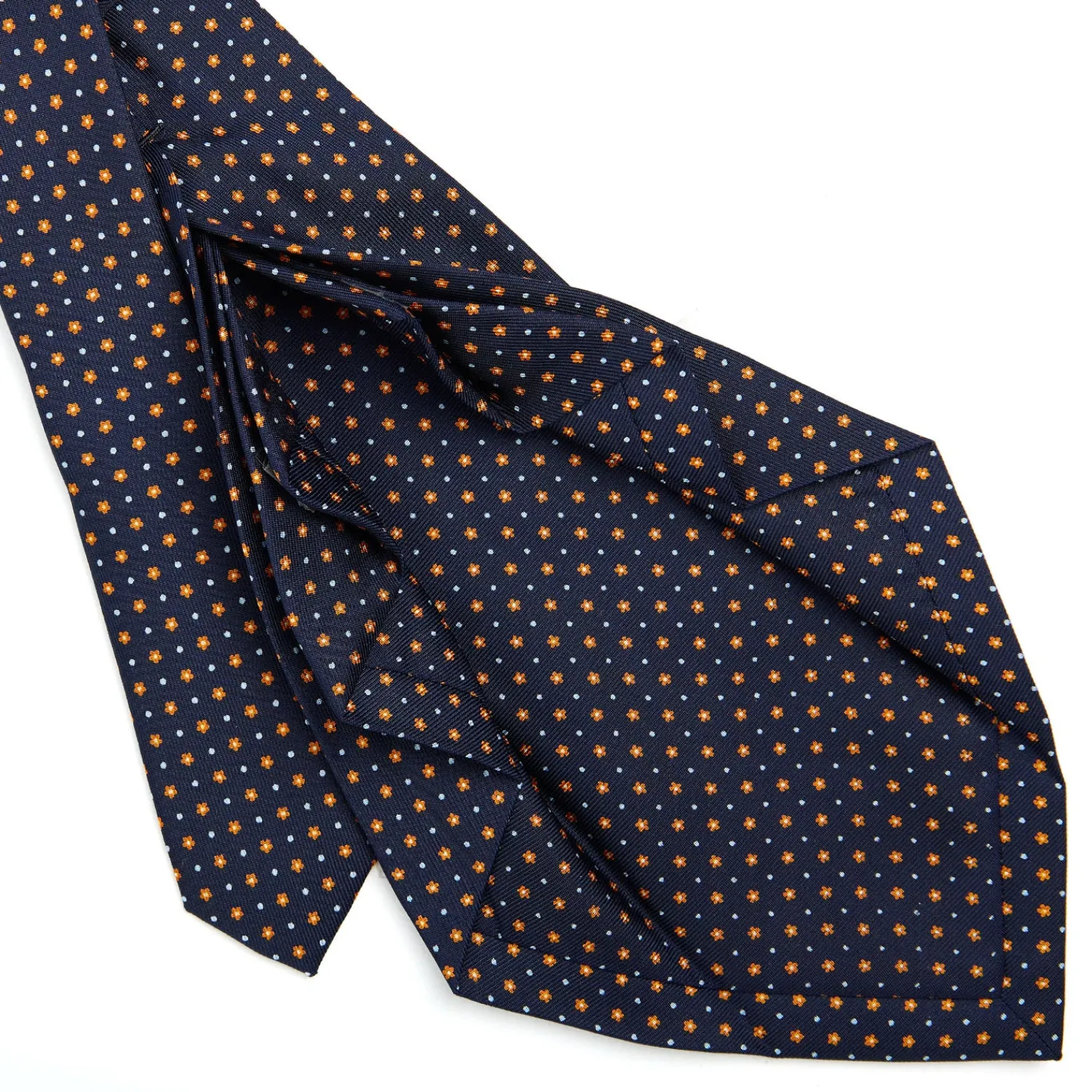 E.Marinella CRAVATTE|Cravatte 9 Pieghe|CRAVATTA SARTORIALE 9 PIEGHE IN SETA BLU SCURO Microfantasia fiore