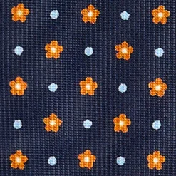 E.Marinella CRAVATTE|Cravatte 9 Pieghe|CRAVATTA SARTORIALE 9 PIEGHE IN SETA BLU SCURO Microfantasia fiore