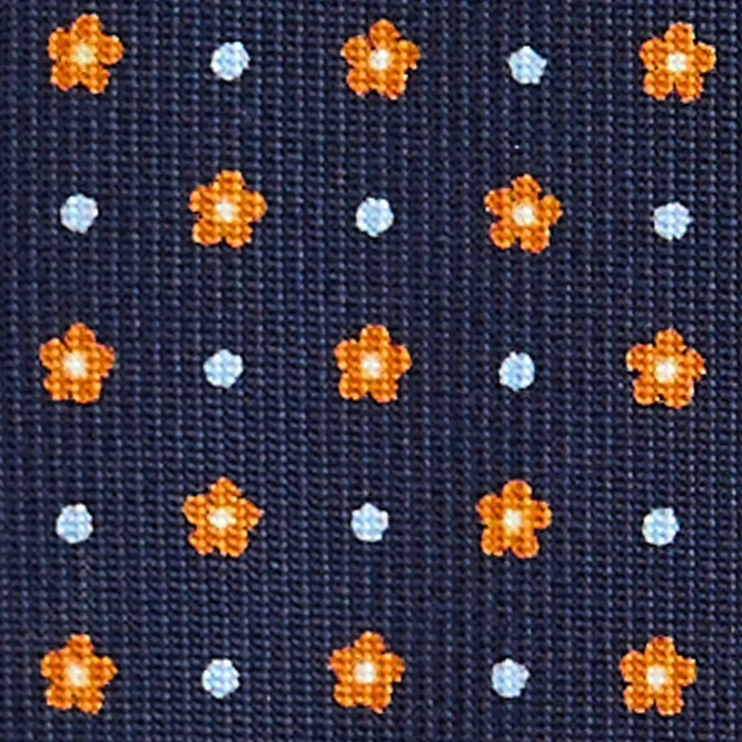 E.Marinella CRAVATTE|Cravatte 9 Pieghe|CRAVATTA SARTORIALE 9 PIEGHE IN SETA BLU SCURO Microfantasia fiore