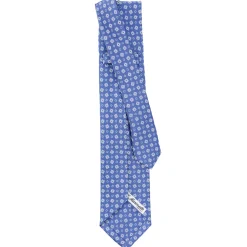 E.Marinella CRAVATTE|Cravatte 9 Pieghe|CRAVATTA SARTORIALE 9 PIEGHE IN SETA AZZURRO POLVERE Microfantasia fiore