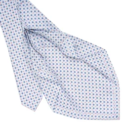 E.Marinella CRAVATTE|Cravatte 7 Pieghe|CRAVATTA SARTORIALE 7 PIEGHE IN SETA BIANCA Microfantasia fiore