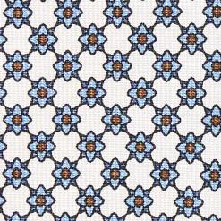 E.Marinella CRAVATTE|Cravatte 9 Pieghe|CRAVATTA SARTORIALE 9 PIEGHE IN SETA BIANCA Microfantasia fiore