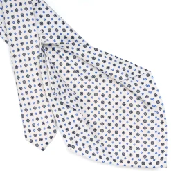 E.Marinella CRAVATTE|Cravatte 5 Pieghe|CRAVATTA SARTORIALE 5 PIEGHE IN SETA BIANCA Microfantasia fiore
