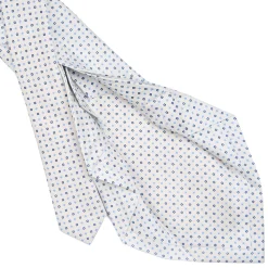E.Marinella CRAVATTE|Cravatte 7 Pieghe|CRAVATTA SARTORIALE 7 PIEGHE IN SETA BIANCO Microfantasia fiore