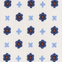 E.Marinella CRAVATTE|Cravatte 5 Pieghe|CRAVATTA SARTORIALE 5 PIEGHE IN SETA BIANCA Microfantasia fiore