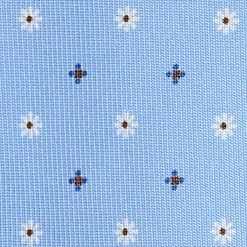 E.Marinella CRAVATTE|Cravatte 5 Pieghe|CRAVATTA SARTORIALE 5 PIEGHE IN SETA AZZURRA Microfantasia fiore