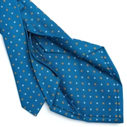 E.Marinella CRAVATTE|Cravatte 5 Pieghe|CRAVATTA SARTORIALE 5 PIEGHE IN SETA BLU MEDIO Microfantasia fiore