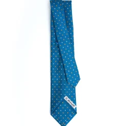 E.Marinella CRAVATTE|Cravatte 5 Pieghe|CRAVATTA SARTORIALE 5 PIEGHE IN SETA BLU MEDIO Microfantasia fiore