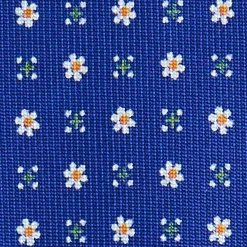 E.Marinella CRAVATTE|Cravatte 5 Pieghe|CRAVATTA SARTORIALE 5 PIEGHE IN SETA BLUETTE Microfantasia fiore