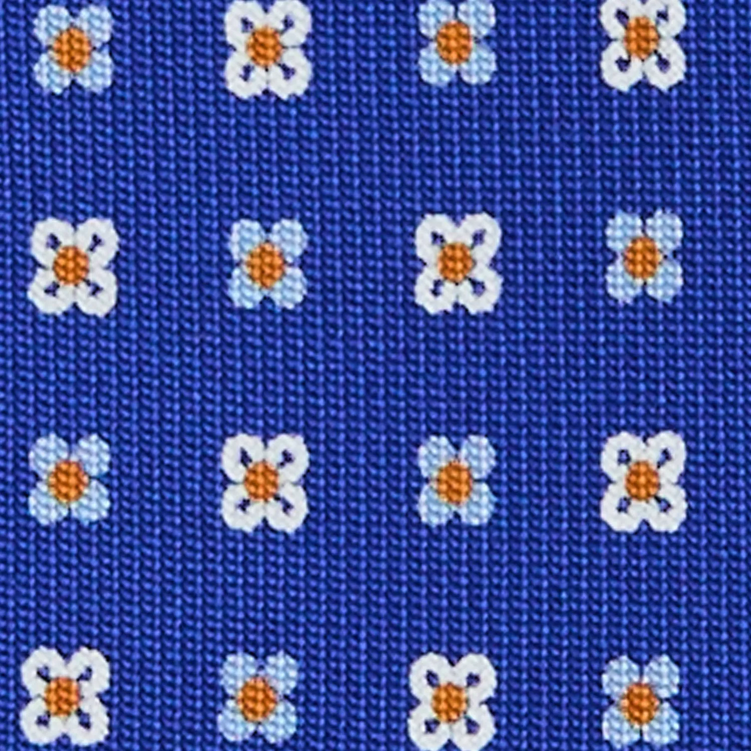 E.Marinella CRAVATTE|Cravatte 5 Pieghe|CRAVATTA SARTORIALE 5 PIEGHE IN SETA BLUETTE Microfantasia fiore