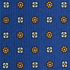 E.Marinella CRAVATTE|Cravatte 5 Pieghe|CRAVATTA SARTORIALE 5 PIEGHE IN SETA BLUETTE Microfantasia fiore