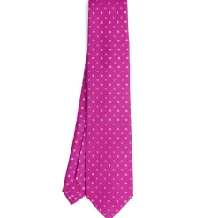 E.Marinella CRAVATTE|Cravatte 5 Pieghe|CRAVATTA SARTORIALE 5 PIEGHE IN SETA FUCSIA Microfantasia fiore