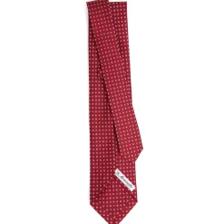 E.Marinella CRAVATTE|Cravatte 5 Pieghe|CRAVATTA SARTORIALE 5 PIEGHE IN SETA BORDEAUX Microfantasia fiore