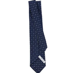 E.Marinella CRAVATTE|Cravatte 5 Pieghe|CRAVATTA SARTORIALE 5 PIEGHE IN SETA BLU SCUROMicrofantasia fiore