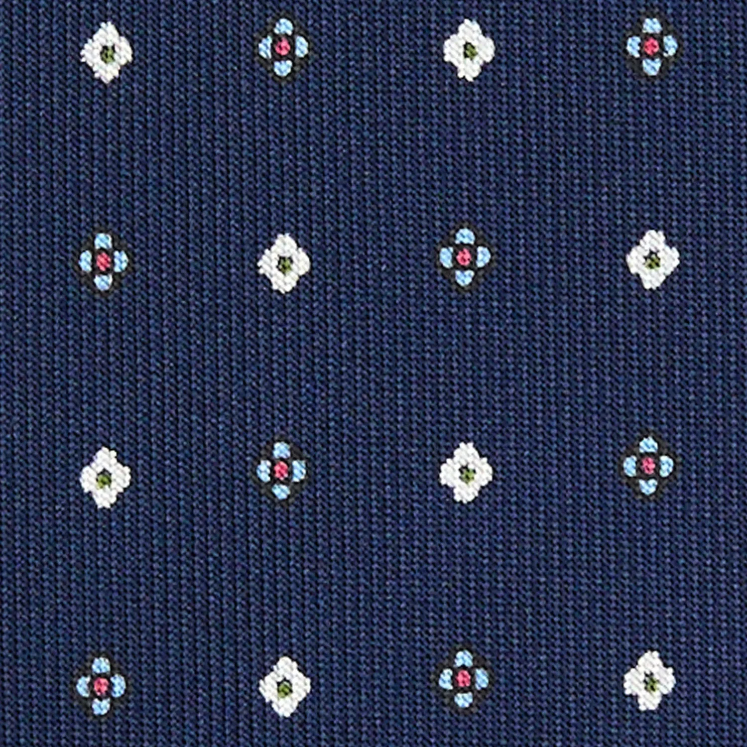 E.Marinella CRAVATTE|Cravatte 5 Pieghe|CRAVATTA SARTORIALE 5 PIEGHE IN SETA BLU SCUROMicrofantasia fiore