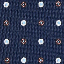 E.Marinella CRAVATTE|Cravatte 5 Pieghe|CRAVATTA SARTORIALE 5 PIEGHE IN SETA BLU SCUROMicrofantasia fiore