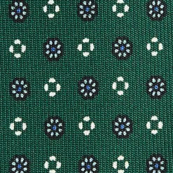 E.Marinella CRAVATTE|Cravatte 5 Pieghe|CRAVATTA SARTORIALE 5 PIEGHE IN SETA VERDE SCURO Microfantasia fiore