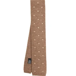 E.Marinella CRAVATTE|Cravatte In Lana E Cashmere|CRAVATTA TRICOT IN CASHMERE BEIGE Pois bianco