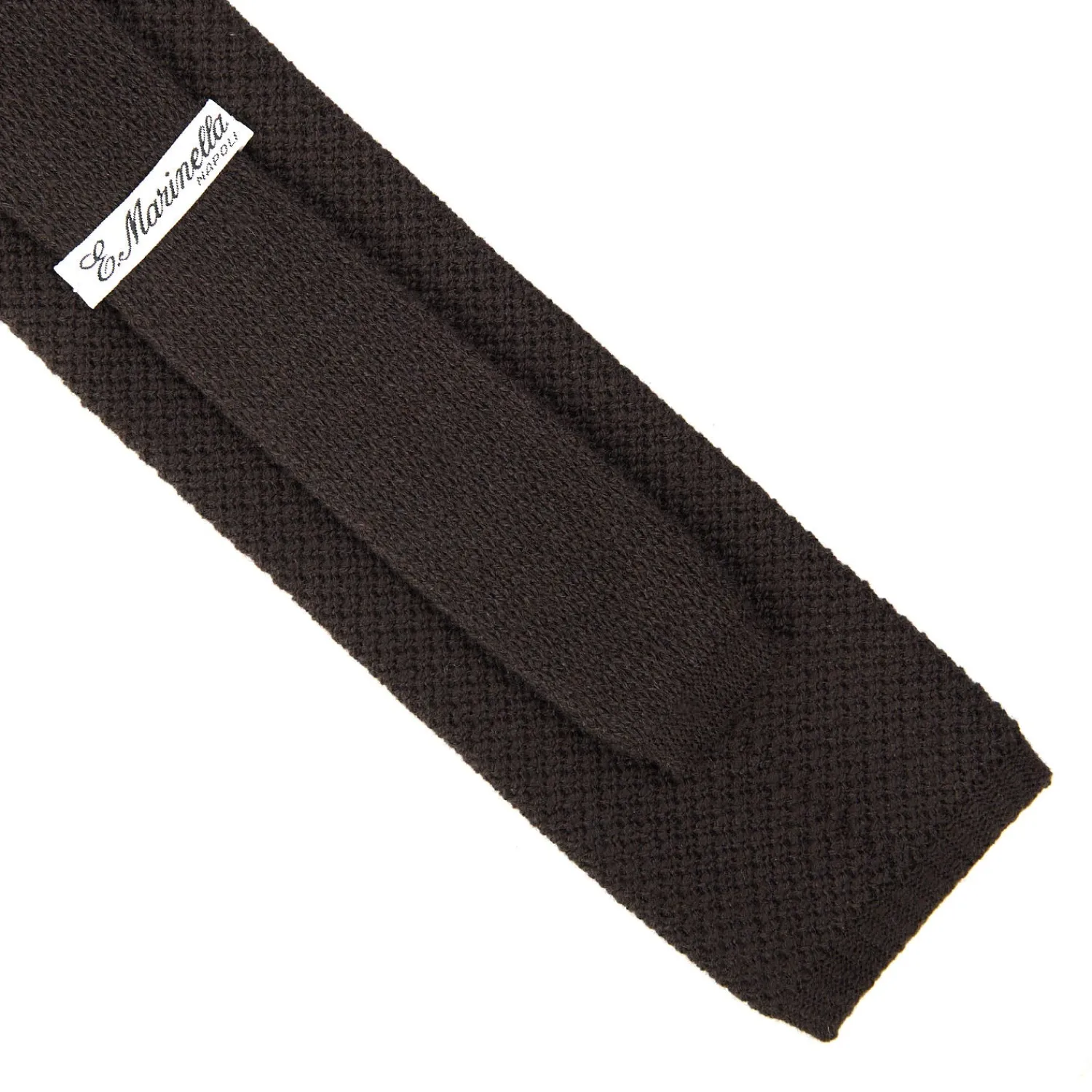 E.Marinella CRAVATTE|Cravatte Tinta Unita E Sottonodo|CRAVATTA TRICOT IN CASHMERE MARRONE SCURO Tinta unita